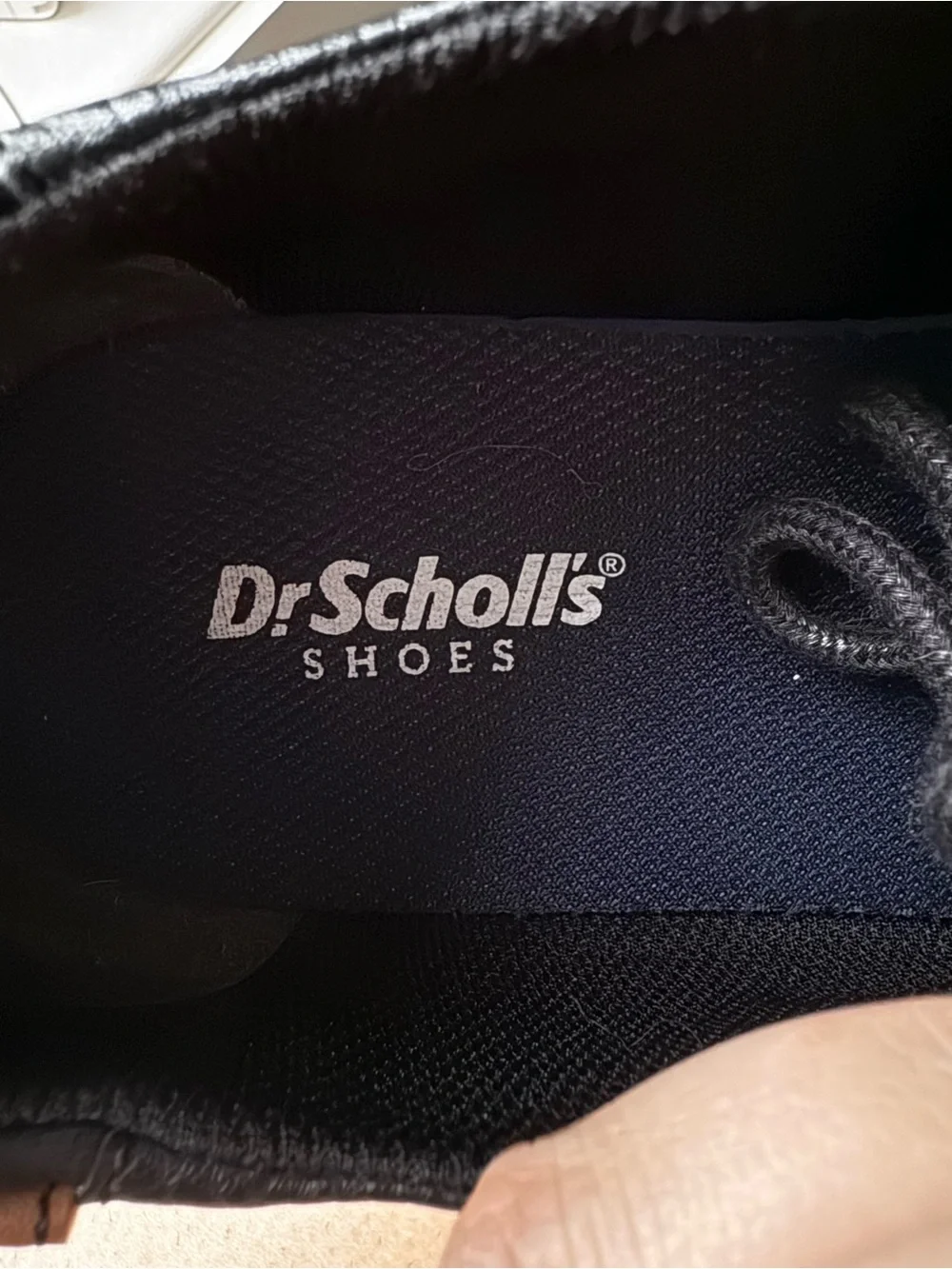 Men’s Dr. Scholl's Black Leather Derby Shoes with Brown Welt size 10.5W